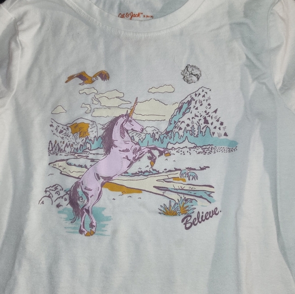 Cat & Jack unicorn believe long sleeve tee - Picture 2 of 4